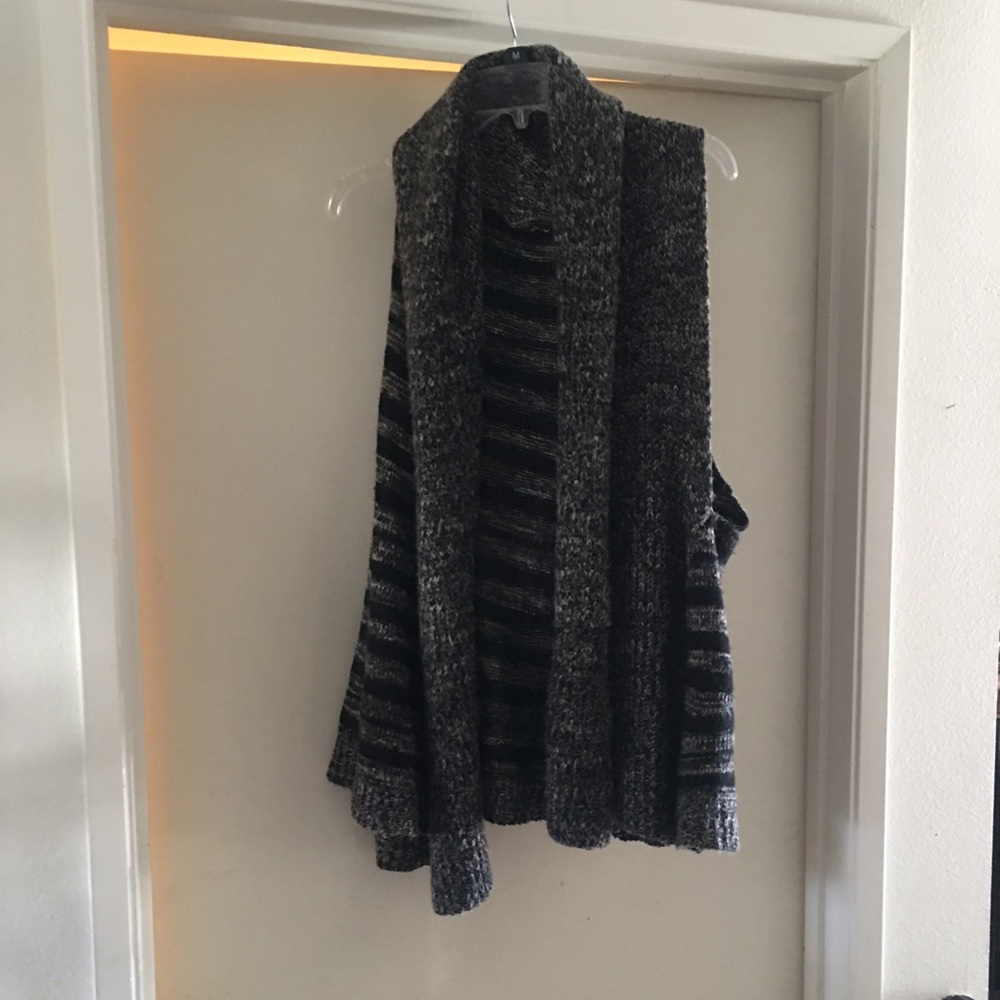 Simonetta Grey and Black shawl sweater vest